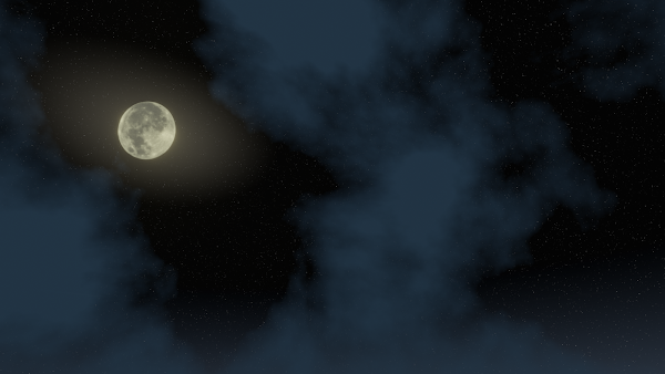 moon in the starry cloudy sky