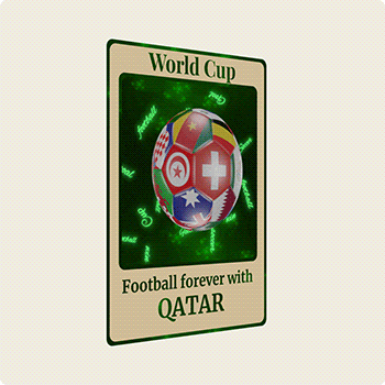 3d card with soccer ball World Cup 2022 in Qatar